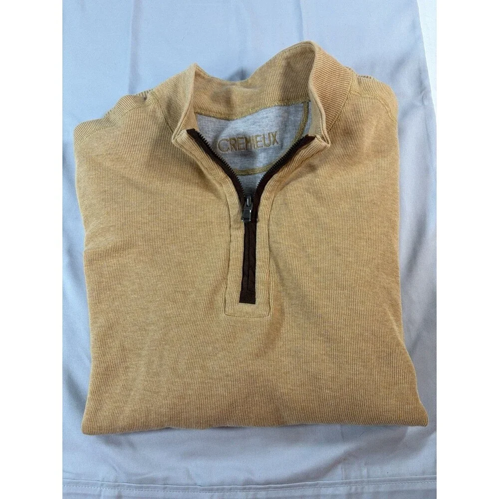 CREMIEUX Mens Tan Quarter Zip Pullover Long Sleeve Casual Size XL Great Cond.